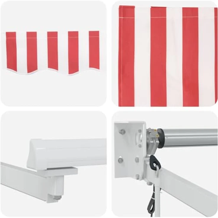 vidaXL Elektrische Markise, ausziehbar mit LED und Wettersensor, rot und weiß, 4,5 × 3 m – Bild 6