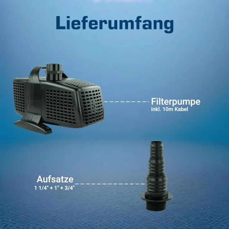 KERRY Teichpumpe 230 V – 6.000 L/H, 10m Kabel, 350 cm Förderhöhe, 95 Watt, Bachlaufpumpe, Wasserspielpumpe und Zimmerbrunnen-Pumpe | Brunnenpumpe – Bild 6