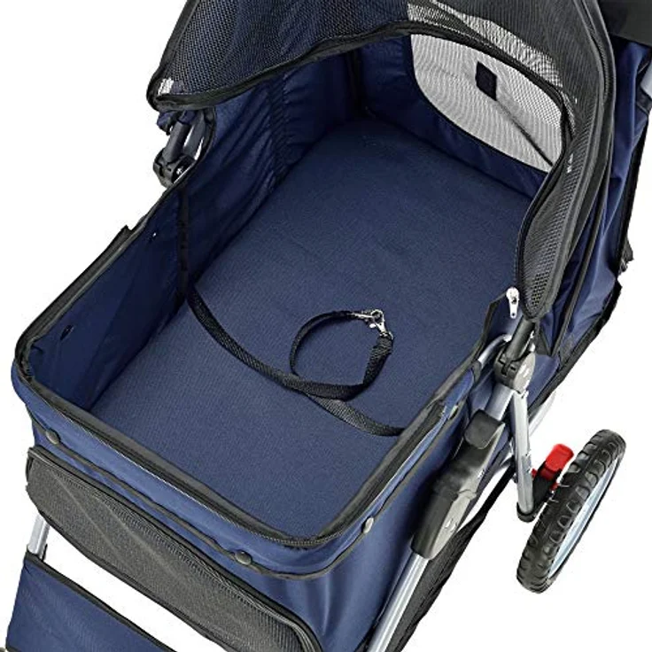 pro.tec Hundewagen Niceville Pet Stroller, bis 15 kg, Blau, Regenschutz Roadster, ideal für Welpen, ältere Hunde und mehr – Bild 6