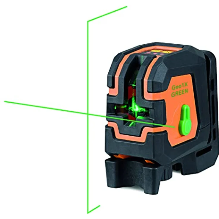 geo-FENNEL Kreuzlinienlaser-SET Geo1X-GREEN, grüne Laserlinien, inkl. Kurbelstativ, manuelle Schräganwendung, robustes gummiertes Gehäuse – Bild 3