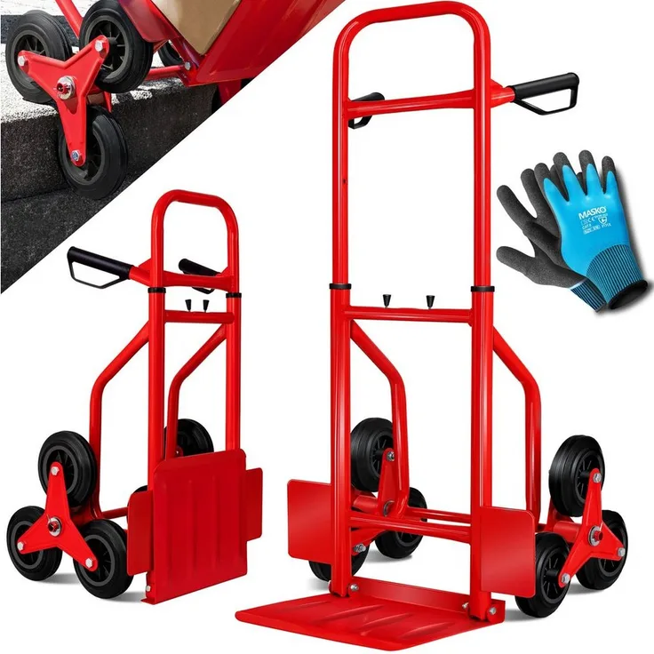 MASKO Treppenkarre 200kg Transportkarre Treppensteiger, stabil und belastbar, Stahl-Konstruktion, Hartgummibereifung