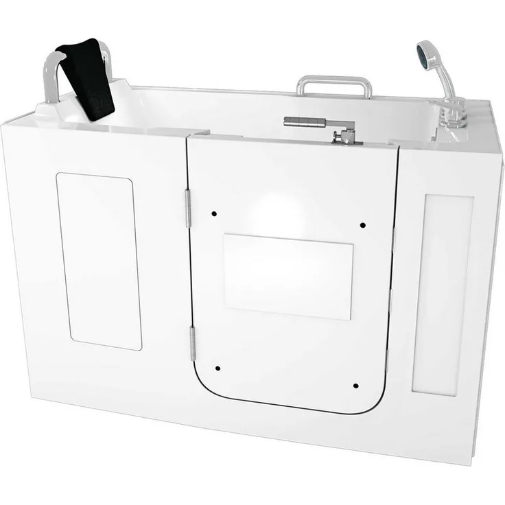 AcquaVapore Badewanne S07-B-L, Sitzbadewanne für Senioren mit seitlicher Tür, 140x76cm, inkl. Ablaufgarnitur und Sicherheitsverschluss