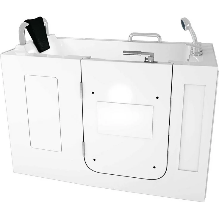 AcquaVapore Badewanne S07-B-L, Sitzbadewanne für Senioren mit seitlicher Tür, 140x76cm, inkl. Ablaufgarnitur und Sicherheitsverschluss