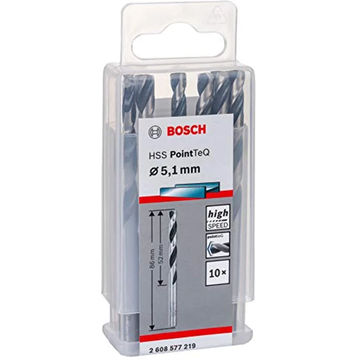 Bosch Professional 10 Stück HSS Spiralbohrer PointTeQ (für Metall, 5,1 x 52 x 86 mm, Zubehör Bohrschrauber) – Bild 3