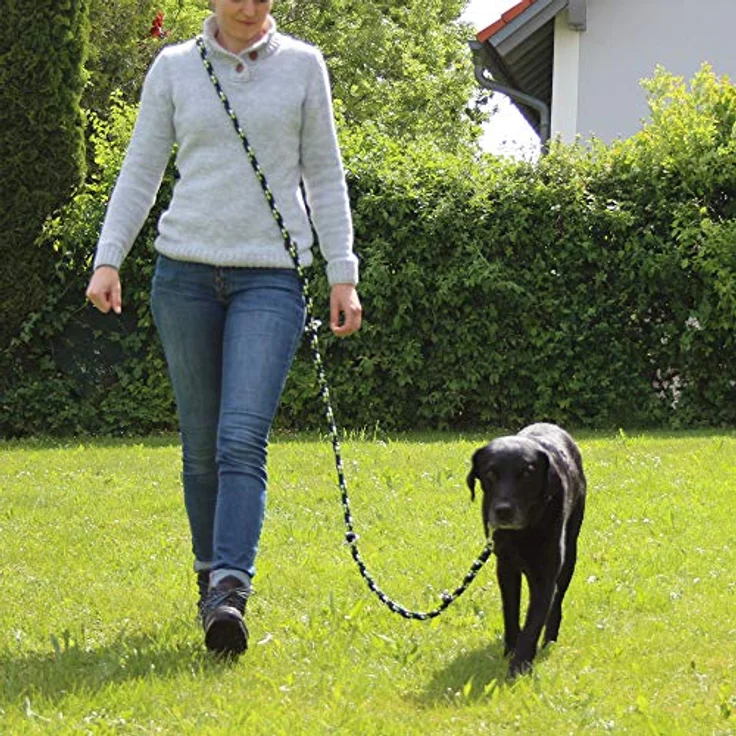 Hundeleine geflochten für größere und große Hunde 4-Fach verstellbar 2,8 m lang 4-farbig (apfelgrün-tannengrün-schwarz-weiß), Made IN Germany – Bild 2