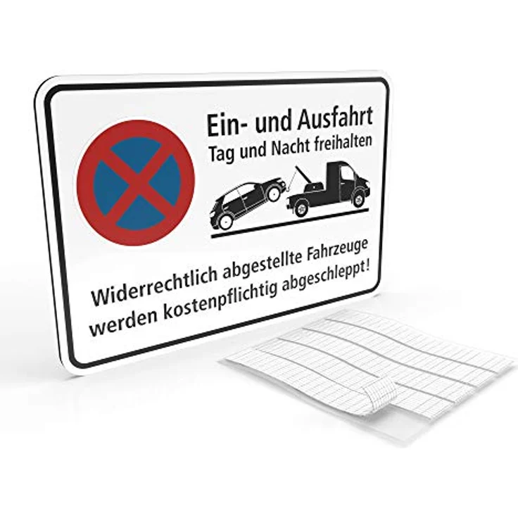 Betriebsausstattung24® Hinweisschild "Ein- und Ausfahrt Tag und Nacht freihalten" - Aluminium Verbundplatte, wetterfest, 30 x 20 cm, weiß – Bild 1
