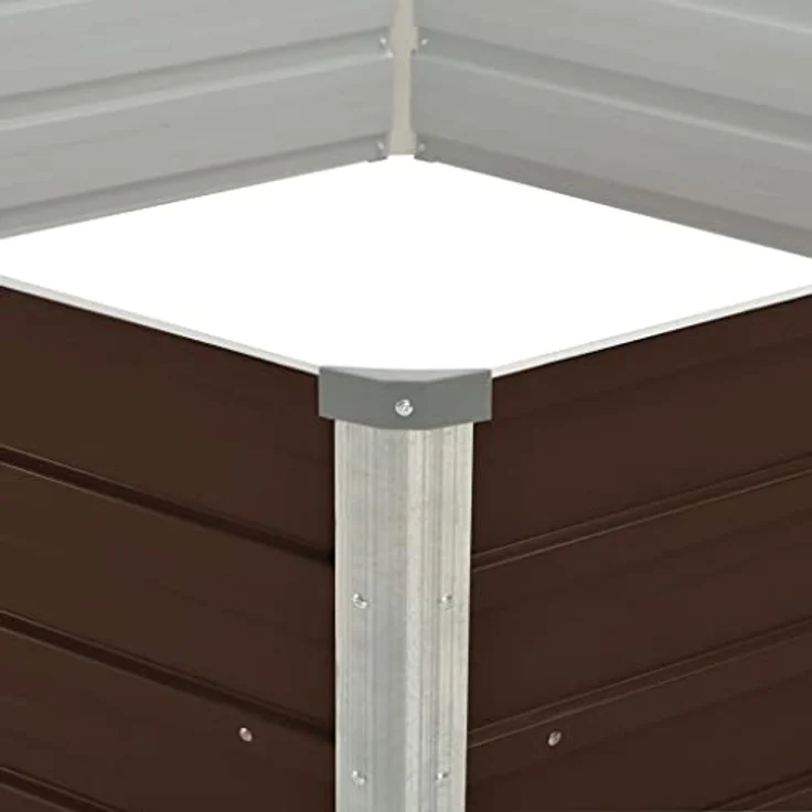 vidaXL Hochbeet Braun 129 x 129 x 46 cm Verzinkter Stahl – Bild 4