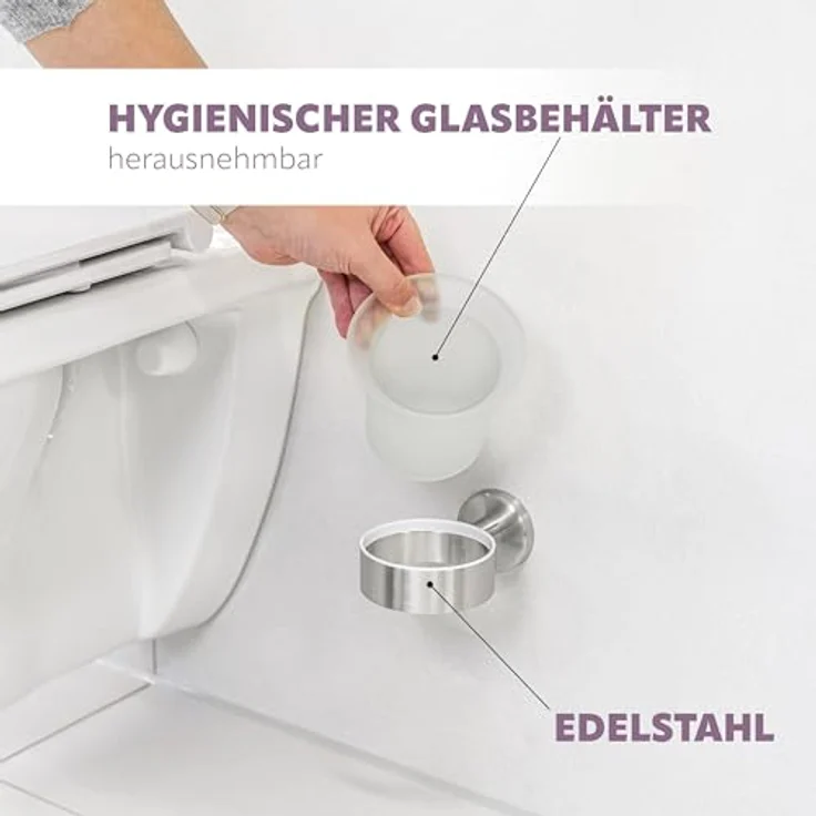 bremermann Bad-Serie Piazza - WC-Garnitur, Edelstahl matt & Glas inkl. Klebeset – Bild 3