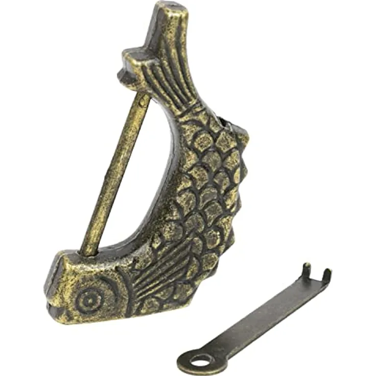 HMF Antikes Chinesisches Deko Vorhängeschloss | Fisch | 6 x 3 x 0,8 cm | Gold - Preisvergleich
