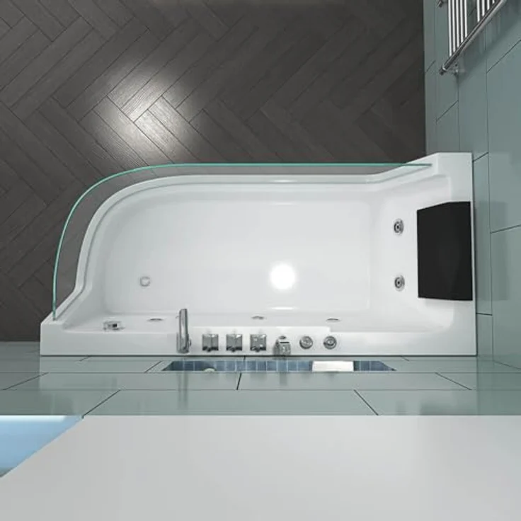 HOME DELUXE Badewanne Whirlpool CARICA, 170 x 80 cm, mit 4 verstellbaren Whirlpooldüsen und LED-Farblichttherapie, strahlend weiß – Bild 6