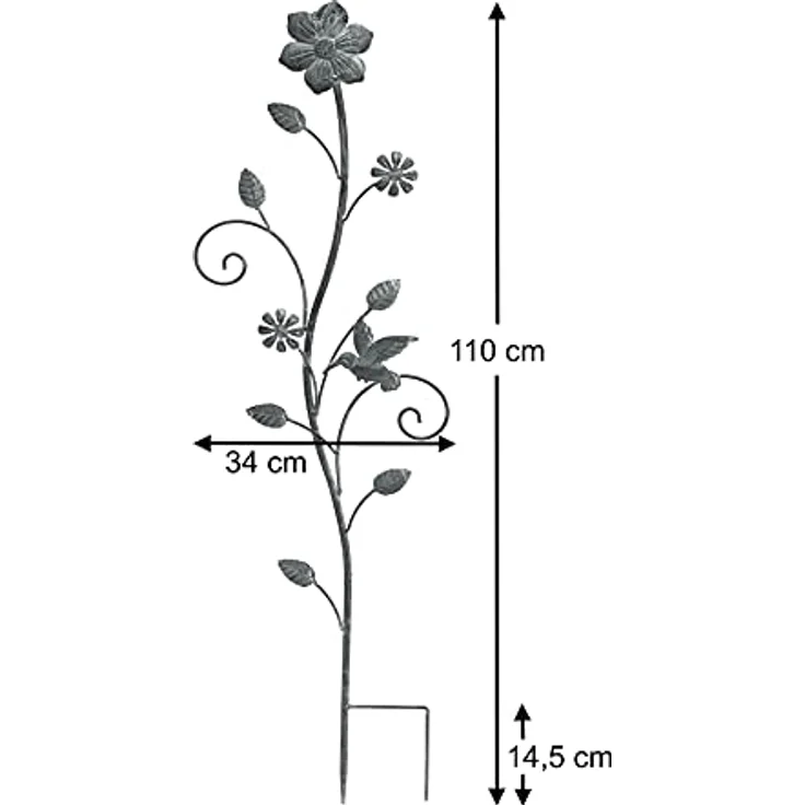 DanDiBo Rankhilfe mit Blumen Rankgitter aus Metall H-110 cm Kletterhilfe 96014 Ranke für Kletterpflanzen Vintage – Bild 2