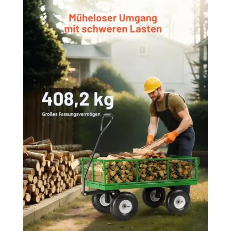 VEVOR Bollerwagen 900 lbs, Transportwagen mit 10-Zoll-Reifen, umbaubar in Pritsche und 180° drehbarem Griff, Stahlkonstruktion – Bild 2
