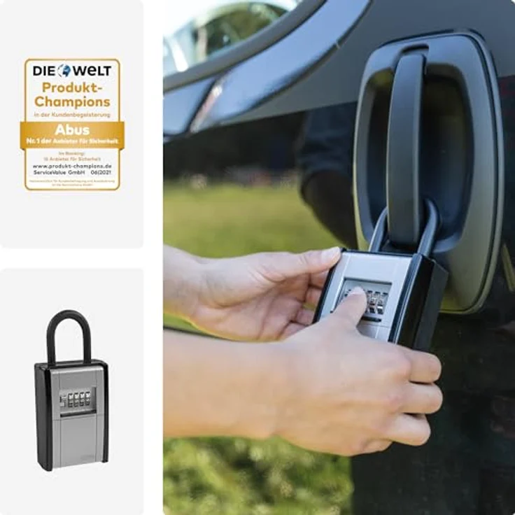 ABUS Schlüsseltresor KeyGarage 797 mit Bügelhalterung | individuell einstellbarer Zahlencode | wetterfest | passend für Schlüssel und Plastikkarten | schwarz | 46330 – Bild 6