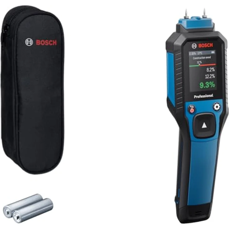 Bosch Professional GMP 2-15 Holzfeuchtemessgerät mit Farb-LCD, Thermo-Hygrometer und IP65 Schutzart – Bild 1