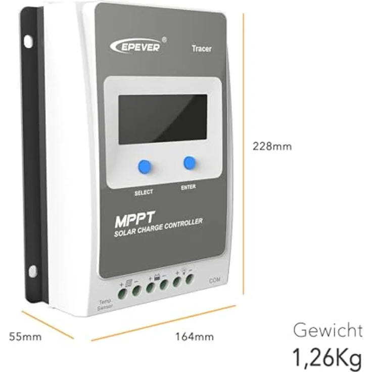 EPEVER MPPT Laderegler 30A Tracer3210AN Solar-Laderegler auto work 12V/24V LCD Display commen negative Erdung – Bild 5