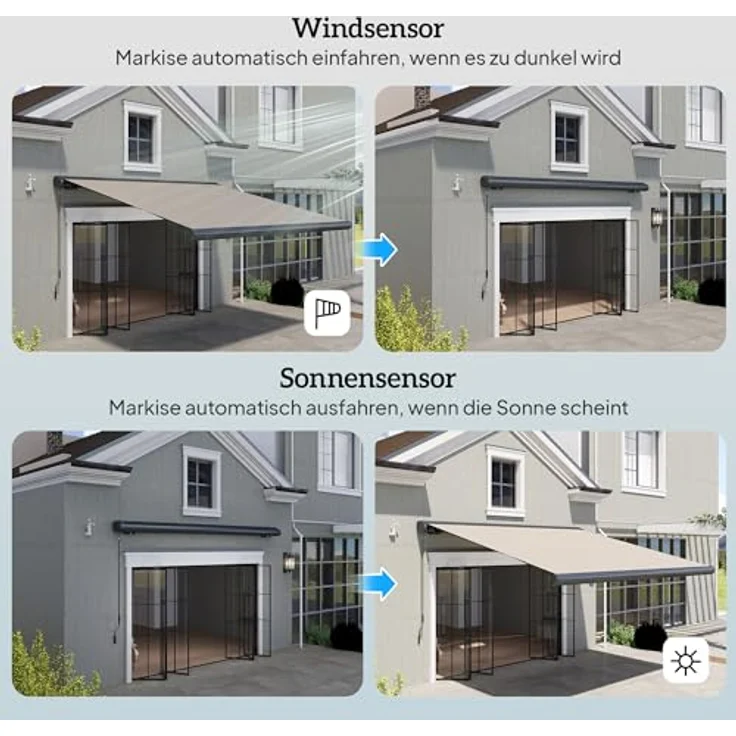 Outsunny Sonnensensor und Windsensor, Wetterstation für elektrische Markisen, 3 Wind- und 4 Sonnenempfindlichkeitsstufen – Bild 3