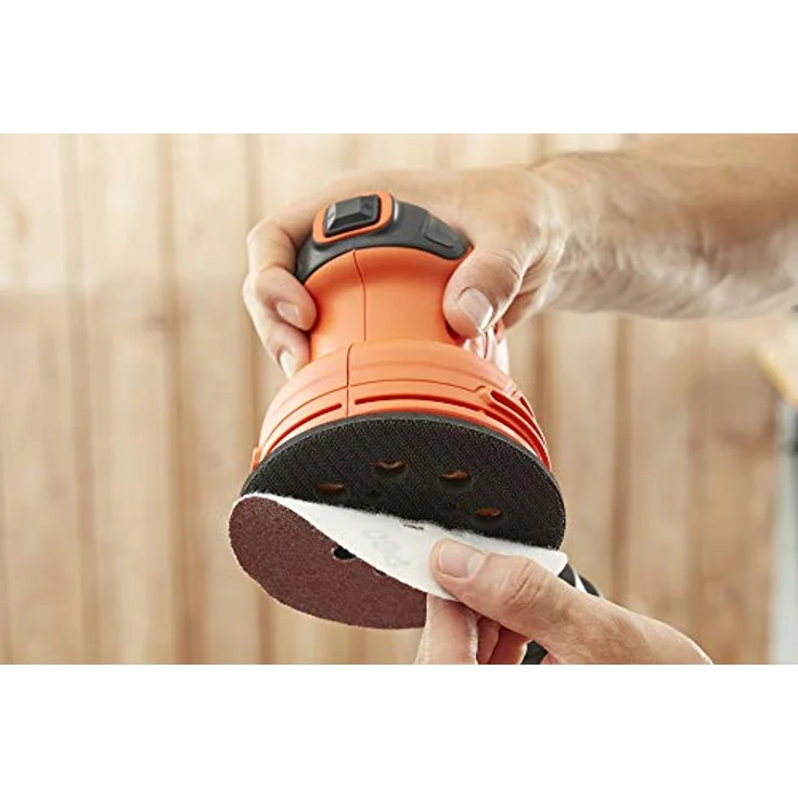 Black+Decker Exzenterschleifer (230W, Scheiben-Ø 125 mm, mit integrierter Staubabsaugung, zum Schleifen-Polieren, Ergonomisches Griffdesign, Klettfix-System, inkl. 1 Schleifpapier K120) – Bild 6