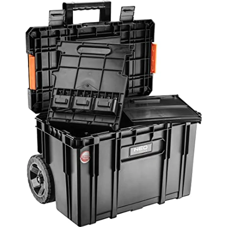 NEO TOOLS Modulbox auf Rädern, verstellbarer Teleskopgriff, belastbar bis 35 kg, Maße 530 x 385 x 690 mm – Bild 3