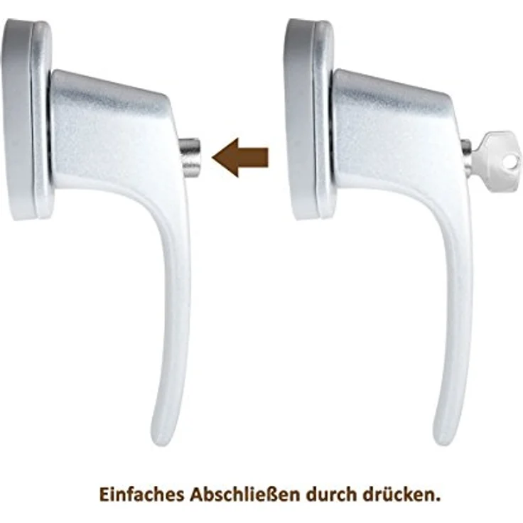 4 x Alu Fenstergriff in Silber F1 abschließbar - Stiftlänge 40mm – Bild 6