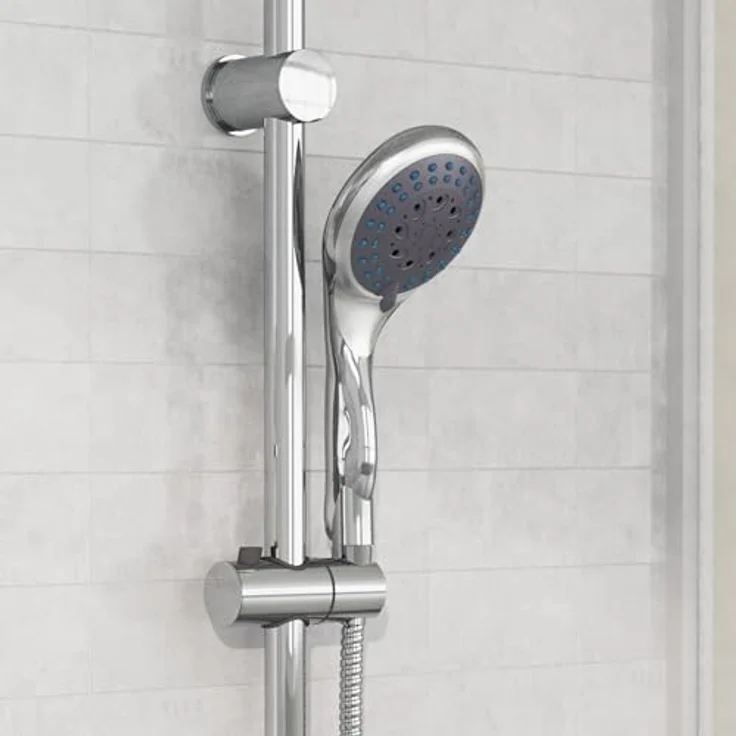 Eisl Handbrause Welly Chrom, Duscharmatur mit 5 Funktionen, ergonomischem Griff und Antikalk-Noppen, Ø 12 cm Duschkopf – Bild 6