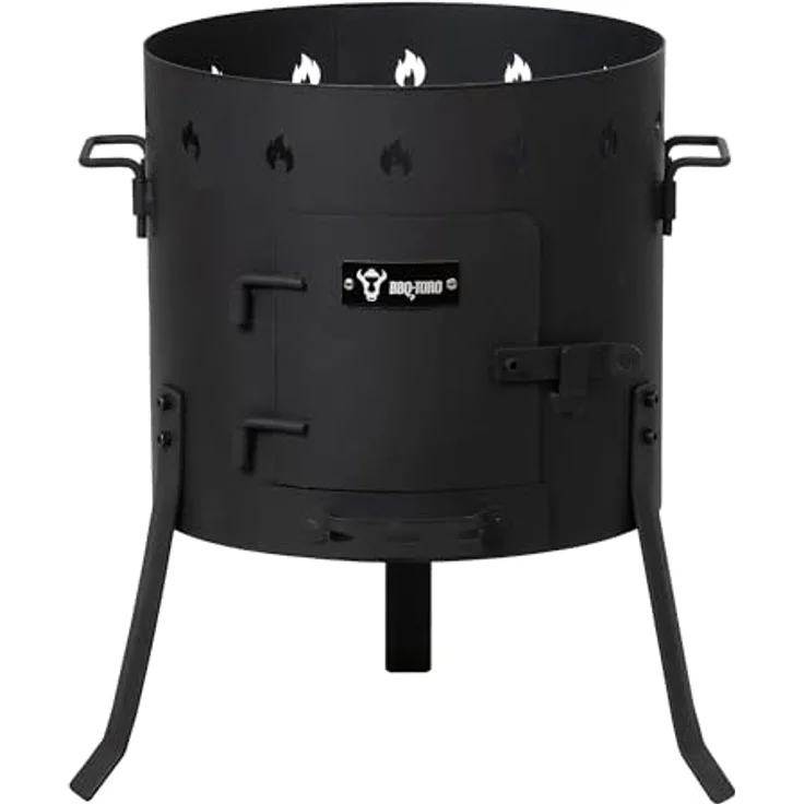 BBQ-Toro Kazan Ofen Ø 40 cm, vielseitiger Gulaschkessel und Feuerstelle, stabiler Stahl mit Ascheschubkasten, inklusive Untersetzer und Griffen – Bild 1