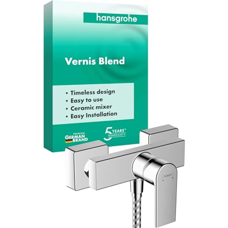 Hansgrohe Vernis Shape Einhebel-Duscharmatur, glänzende Chromoberfläche, mit Temperaturbegrenzung und Rückflussverhinderer – Bild 1