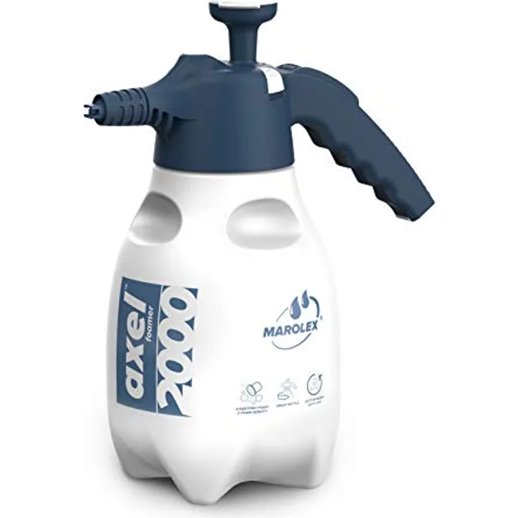 Marolex Parts4Care Axel 2000 Foamer Pumpsprühflasche, 2 l Kunststoffflasche mit automatischem Sprühknopf und 3 Schaumdüsen, max. Druck 4 bar