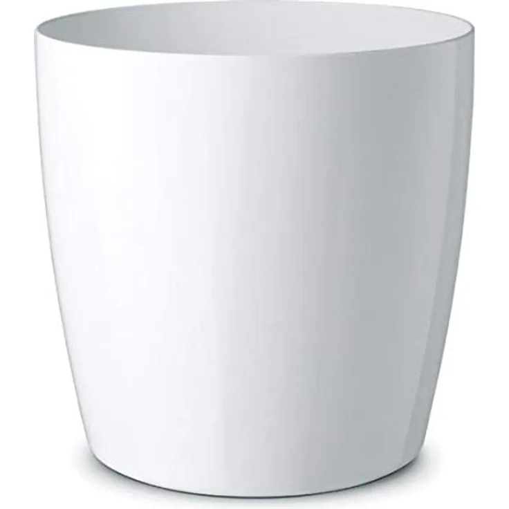 Floralo Teramo Übertopf 25cm Durchmesser x 24cm hoch weiß, glänzend, in den Boden eingelassene Rollen