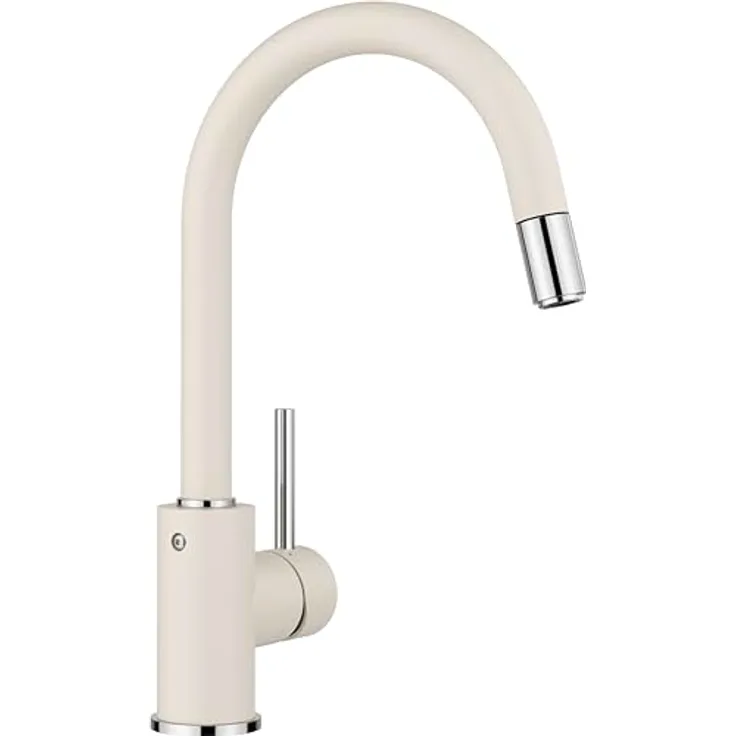Blanco MIDA-S Küchenarmatur, Ausziehbare Schlauchbrause mit 360° schwenkbarem Auslauf, SILGRANIT-Look Softweiß