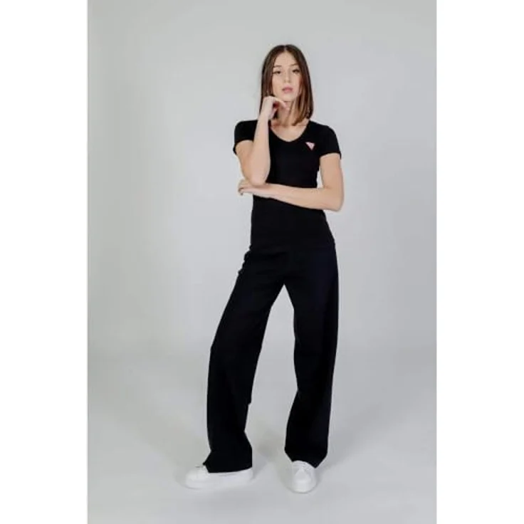 MGA Damen T-Shirt V-Ausschnitt, Slim Fit, Schwarz, Größe S aus 95% Baumwolle und 5% Elastan – Bild 4