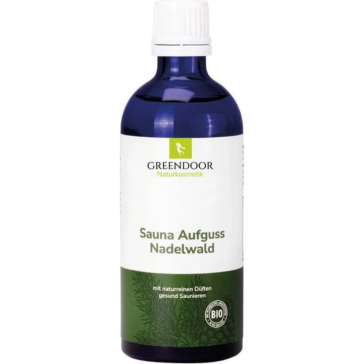 GREENDOOR Sauna-Aufgussset Nadelwald, naturreiner Saunaaufguss ohne künstliche Duftstoffe und Farbstoffe, mit energetisiertem Wasser und unvergälltem Bio Alkohol