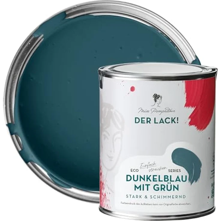 MissPompadour Holzfarbe Dunkelblau mit Grün, 1L Seidenmatte Möbelfarbe für Innen & Außen, witterungsbeständig, hohe Deckkraft – Bild 1