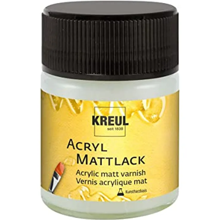 KREUL 79409 - Acryl Mattlack auf Kunstharzbasis, 50 ml Glas, matt transparent, Schutz- und Überzugslack für durchgetrocknete Aufmalungen, für Innen und Außen geeignet