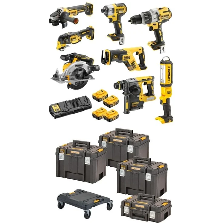 DeWalt DCK853P4T-QW Akku-Schlagbohrschrauber-Set 18 V / 5Ah, bürstenlos, mit 20% Drehmomentsteigerung und LED-Leuchte