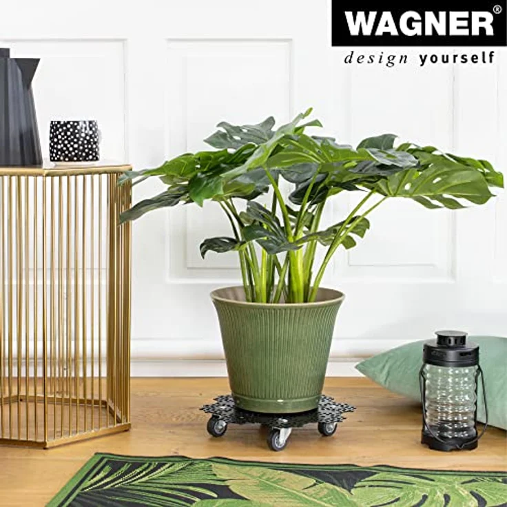 Wagner Pflanzenroller GH 0949, Schwarz Matt, 30 cm x 30 cm, mit Lochmuster und 100 kg Tragkraft, ideal für Balkon und Garten – Bild 3