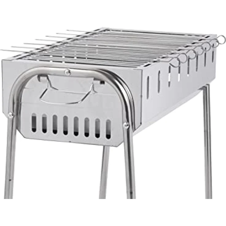 Grill Schaschlikgrill Mangal Barbecue Holzkohlegrill Edelstahl inkl. 8 Grillspieße – Bild 1
