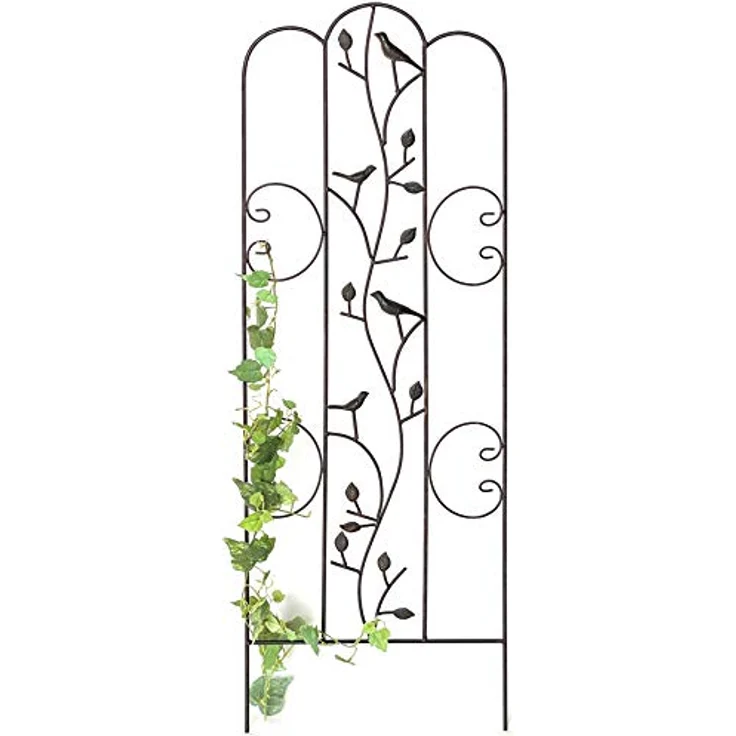 DanDiBo Rankhilfe Metall mit Vögel Blumengitter 110 cm Freistehend Rankgitter 1858 Steckzaun Kletterhilfe Zaun – Bild 1
