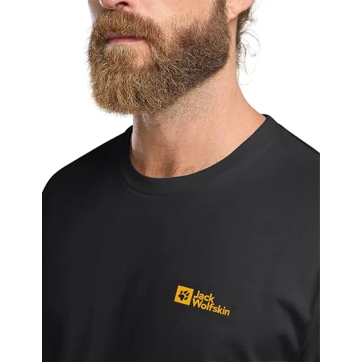 Jack Wolfskin Essential T M Herren Shirt, atmungsaktives Organic Cotton, Schwarz, Größe S – Bild 7
