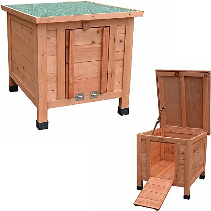 Melko Katzenhaus 50 x 45 x 43 cm mit klappbarem Deckel und Rampe, Winterfest – Bild 5