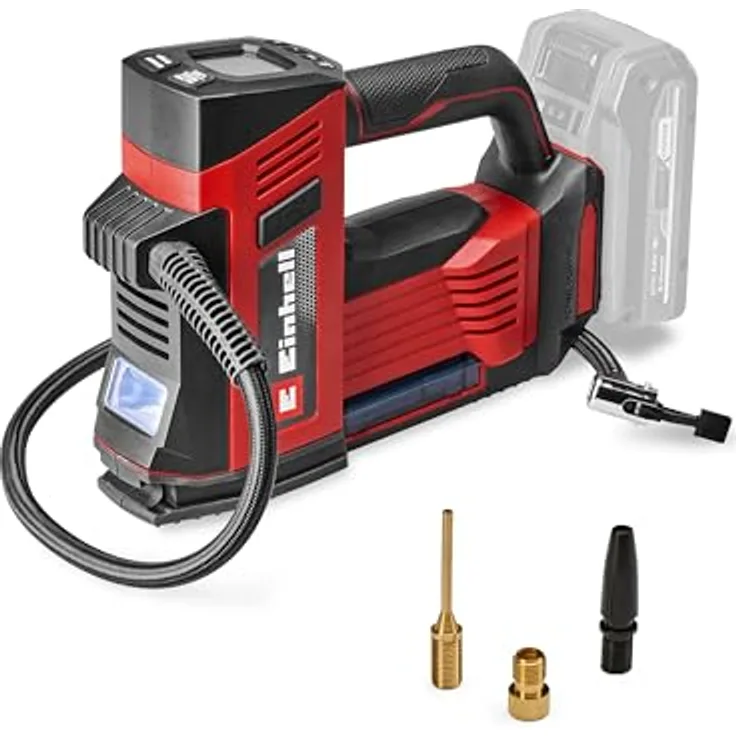 Einhell Akku-Autokompressor CE-CC 18/23 D Li-Solo, kabelloses Aufpumpgerät mit digitalem Manometer und Speicherfunktion für bis zu 4 Druckwerte, max. 11 bar