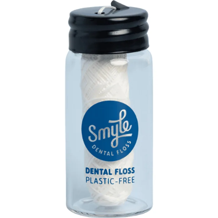 Smyle Zahnseide plastikfrei, nachfüllbar & biologisch abbaubar – 30 m nachhaltig mit pflanzlichem Wachs in Glasverpackung