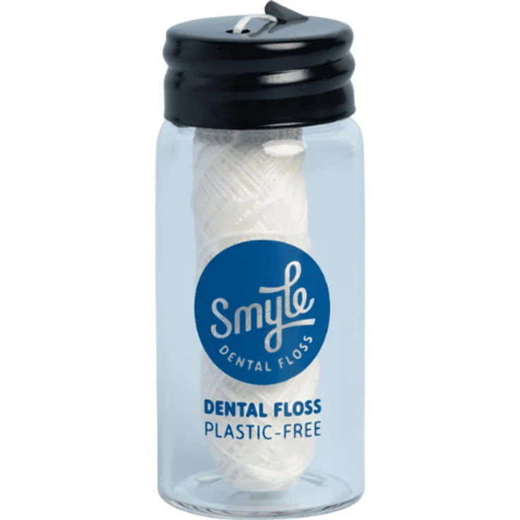 Smyle Zahnseide plastikfrei, nachfüllbar & biologisch abbaubar – 30 m nachhaltig mit pflanzlichem Wachs in Glasverpackung