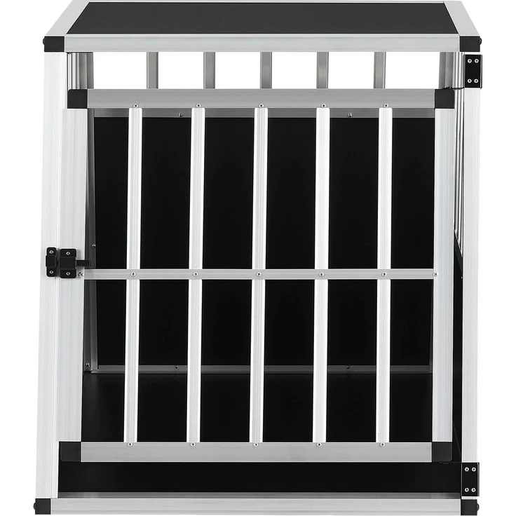 Juskys Alu Hundetransportbox L-X - 65×91×69 cm – Auto Hundebox robust & pflegeleicht – Gittertür verschließbar – Aluminium Reisebox für Hunde – Bild 7