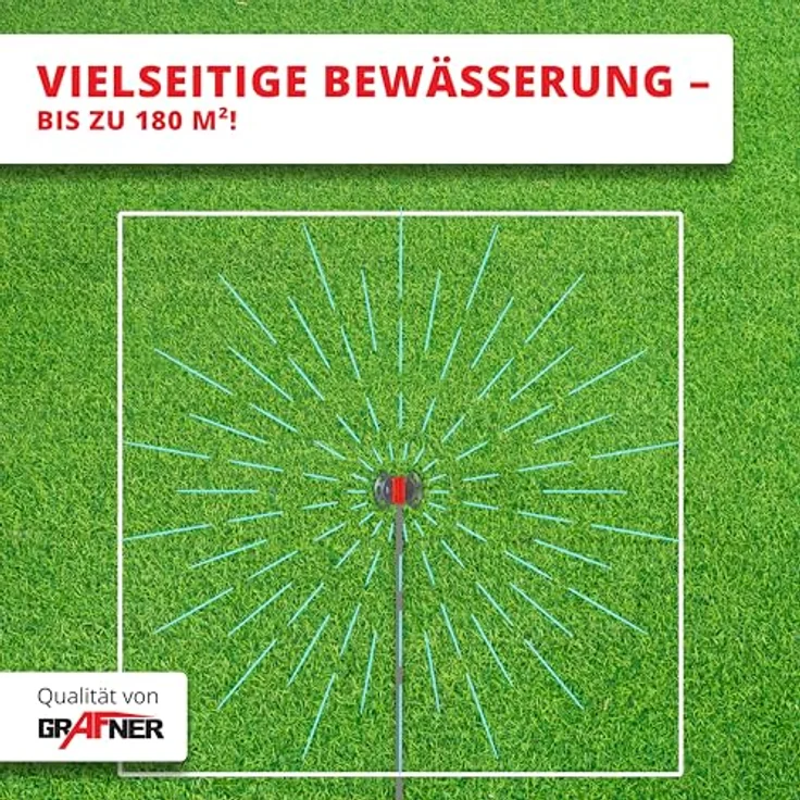 Grafner Rasensprenger RS10822 Sprinkler mit 3 Armen (45° drehbar) Sprinkler 360° drehbar – Bild 3