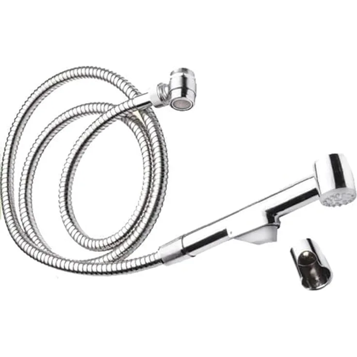 Westfalia Waschbeckenbrause, Metall Silber, mit 1,5 m Schlauch, Universaladapter und Antikalk-Brausekopf