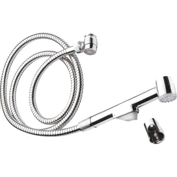 Westfalia Waschbeckenbrause, Metall Silber, mit 1,5 m Schlauch, Universaladapter und Antikalk-Brausekopf – Bild 1