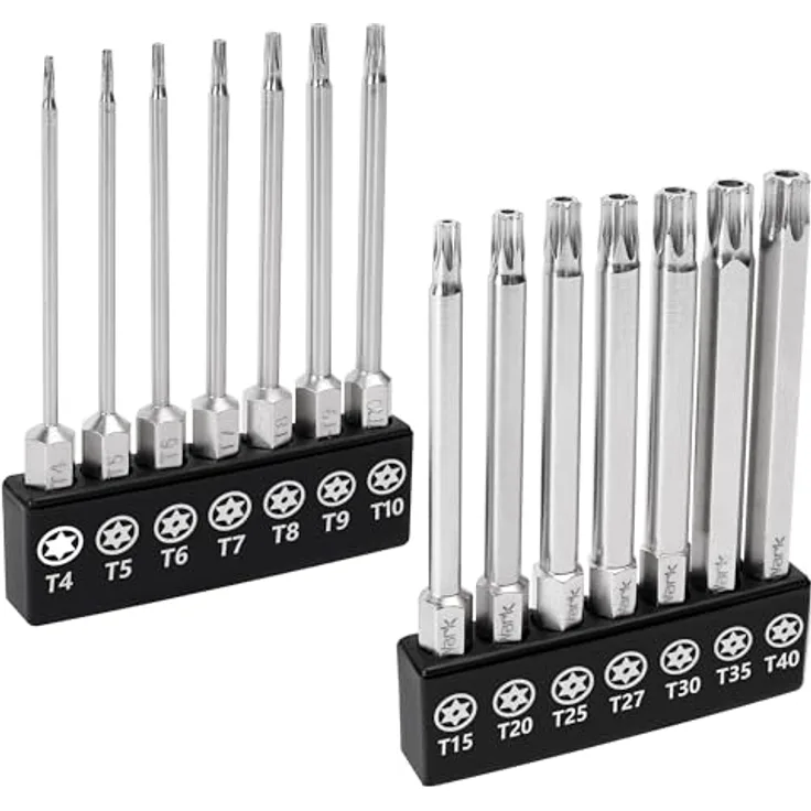 MulWark 14PC Magnetisches Sicherheit Torx Bit Set, 3" lang, S2 Stahl, T4-T40, 1/4" Sechskantschaft, für elektrische Bohrmaschinen und Schraubendreher