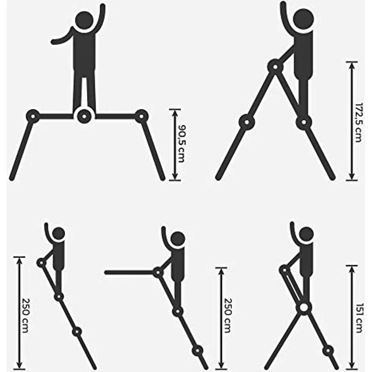 SONGMICS Mehrzweckleiter, Trittleiter, Aluleiter, Haushaltsleiter, 4 x 3 Stufen, bis 150 kg, 12 Stufen mit 2 Gerüstplatten, silbern – Bild 4