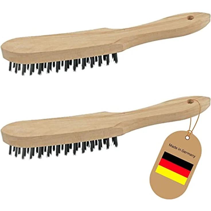 Novatool 2X Drahtbürsten Set, 5-reihig, 27 cm lang mit Holzgriff, für Grillreinigung und hartnäckige Verschmutzungen – Bild 1