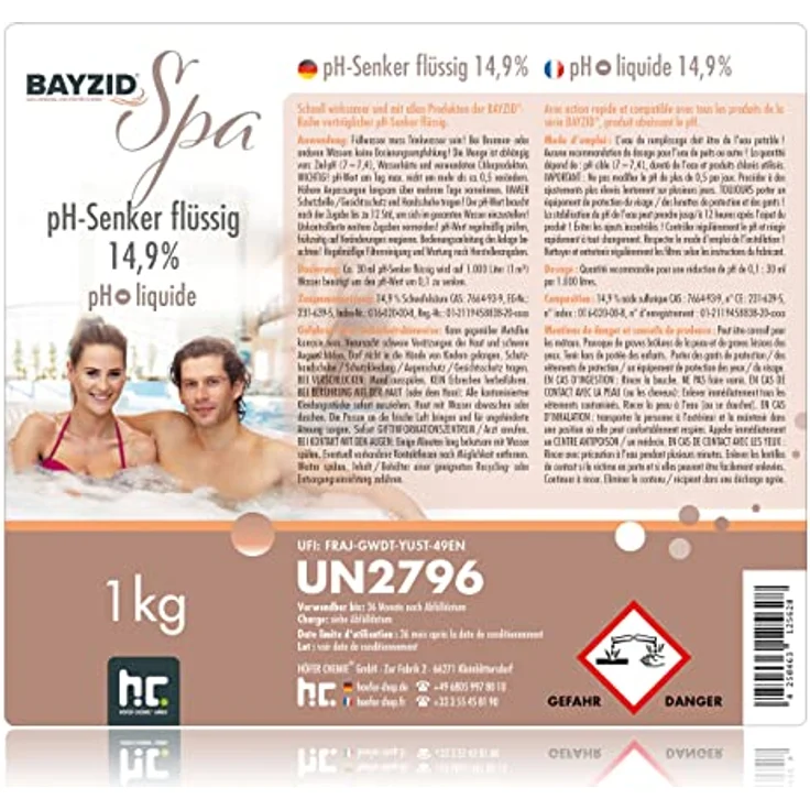 2 x 1 kg BAYZID SPA pH Minus flüssig 14,9% – Bild 6